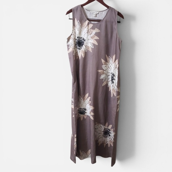 Coldwater Creek Dresses & Skirts - Coldwater Creek Linen Sleeveless Maxi Dress Sunflower Brown Womens Sz 12